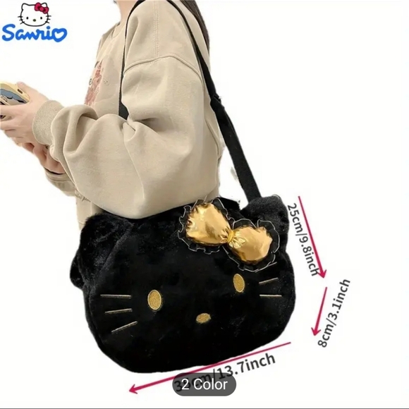 Sanrio Hello Kitty crossbody bag. Color: black and gold - Picture 3 of 8